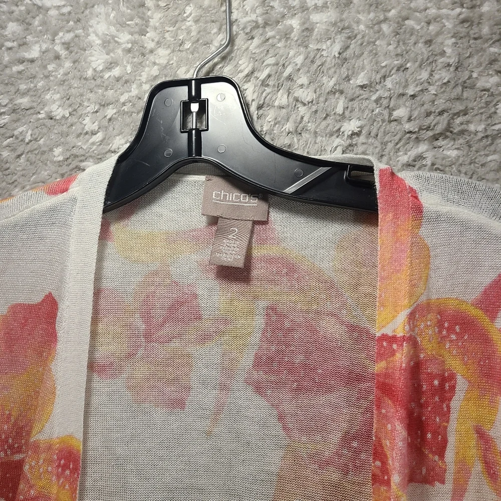 Chicos Women Chroma Pop Convertible Cardigan 2, Large Lightweight Floral